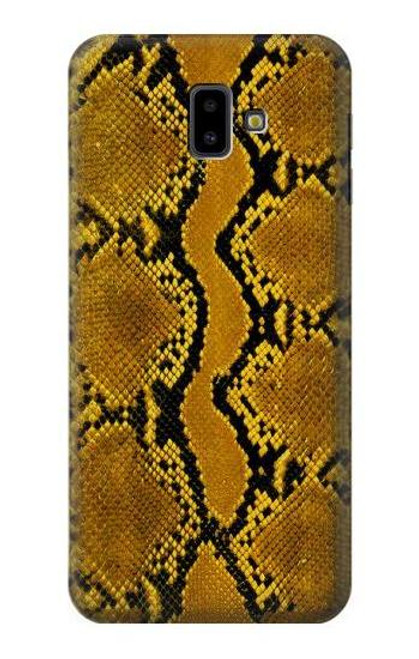 W3365 Yellow Python Skin Graphic Print Hülle Schutzhülle Taschen und Leder Flip für Samsung Galaxy J6+ (2018), J6 Plus (2018)