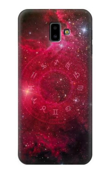 W3368 Zodiac Red Galaxy Hülle Schutzhülle Taschen und Leder Flip für Samsung Galaxy J6+ (2018), J6 Plus (2018)