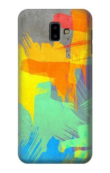 W3423 Brush Stroke Hülle Schutzhülle Taschen und Leder Flip für Samsung Galaxy J6+ (2018), J6 Plus (2018)