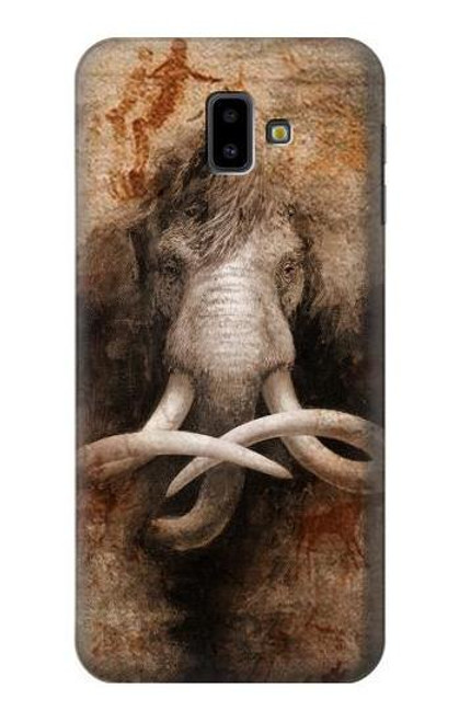 W3427 Mammoth Ancient Cave Art Hülle Schutzhülle Taschen und Leder Flip für Samsung Galaxy J6+ (2018), J6 Plus (2018)