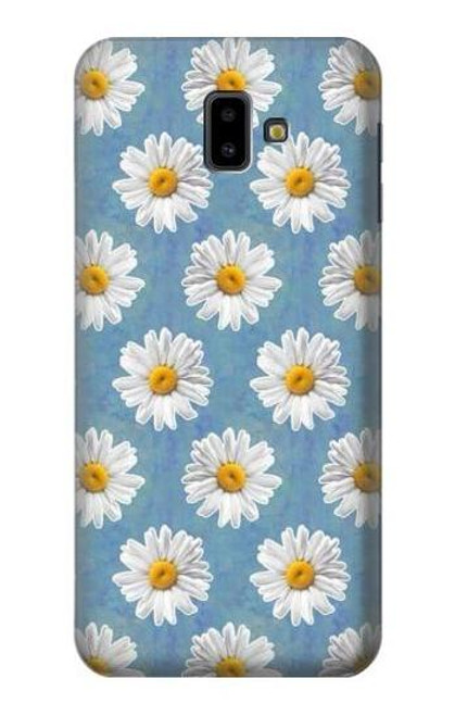 W3454 Floral Daisy Hülle Schutzhülle Taschen und Leder Flip für Samsung Galaxy J6+ (2018), J6 Plus (2018)