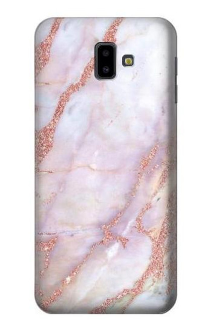 W3482 Soft Pink Marble Graphic Print Hülle Schutzhülle Taschen und Leder Flip für Samsung Galaxy J6+ (2018), J6 Plus (2018)