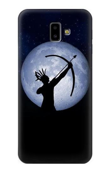 W3489 Indian Hunter Moon Hülle Schutzhülle Taschen und Leder Flip für Samsung Galaxy J6+ (2018), J6 Plus (2018)