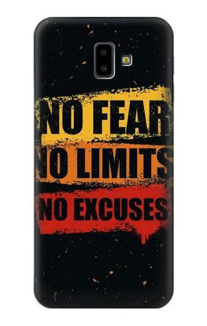 W3492 No Fear Limits Excuses Hülle Schutzhülle Taschen und Leder Flip für Samsung Galaxy J6+ (2018), J6 Plus (2018)