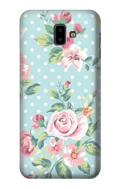 W3494 Vintage Rose Polka Dot Hülle Schutzhülle Taschen und Leder Flip für Samsung Galaxy J6+ (2018), J6 Plus (2018)