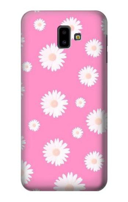 W3500 Pink Floral Pattern Hülle Schutzhülle Taschen und Leder Flip für Samsung Galaxy J6+ (2018), J6 Plus (2018)