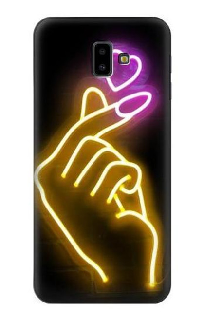 W3512 Cute Mini Heart Neon Graphic Hülle Schutzhülle Taschen und Leder Flip für Samsung Galaxy J6+ (2018), J6 Plus (2018)