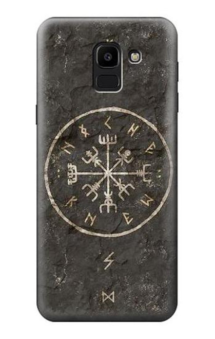 W3413 Norse Ancient Viking Symbol Hülle Schutzhülle Taschen und Leder Flip für Samsung Galaxy J6 (2018)