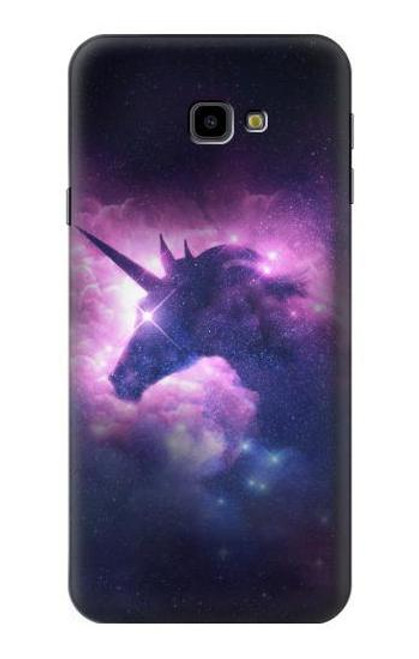 W3538 Unicorn Galaxy Hülle Schutzhülle Taschen und Leder Flip für Samsung Galaxy J4+ (2018), J4 Plus (2018)