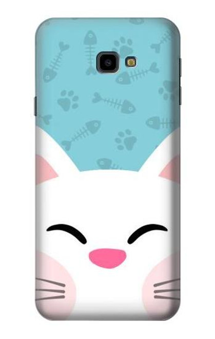 W3542 Cute Cat Cartoon Hülle Schutzhülle Taschen und Leder Flip für Samsung Galaxy J4+ (2018), J4 Plus (2018)