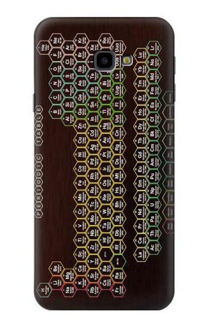 W3544 Neon Honeycomb Periodic Table Hülle Schutzhülle Taschen und Leder Flip für Samsung Galaxy J4+ (2018), J4 Plus (2018)