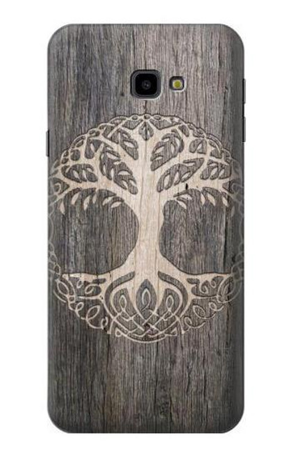 W3591 Viking Tree of Life Symbol Hülle Schutzhülle Taschen und Leder Flip für Samsung Galaxy J4+ (2018), J4 Plus (2018)