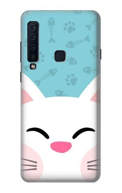 W3542 Cute Cat Cartoon Hülle Schutzhülle Taschen und Leder Flip für Samsung Galaxy A9 (2018), A9 Star Pro, A9s