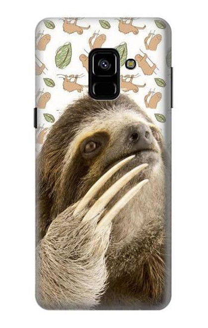 W3559 Sloth Pattern Hülle Schutzhülle Taschen und Leder Flip für Samsung Galaxy A8 (2018)