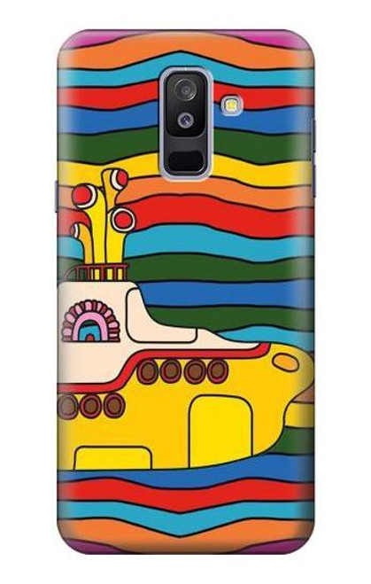 W3599 Hippie Submarine Hülle Schutzhülle Taschen und Leder Flip für Samsung Galaxy A6+ (2018), J8 Plus 2018, A6 Plus 2018