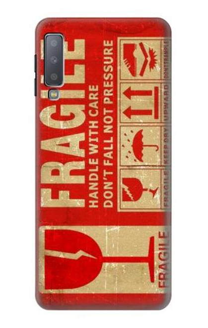 W3552 Vintage Fragile Label Art Hülle Schutzhülle Taschen und Leder Flip für Samsung Galaxy A7 (2018)