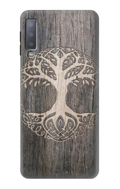 W3591 Viking Tree of Life Symbol Hülle Schutzhülle Taschen und Leder Flip für Samsung Galaxy A7 (2018)