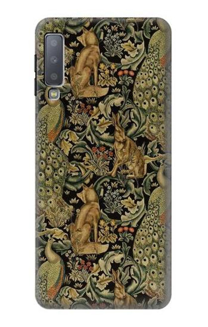 W3661 William Morris Forest Velvet Hülle Schutzhülle Taschen und Leder Flip für Samsung Galaxy A7 (2018)