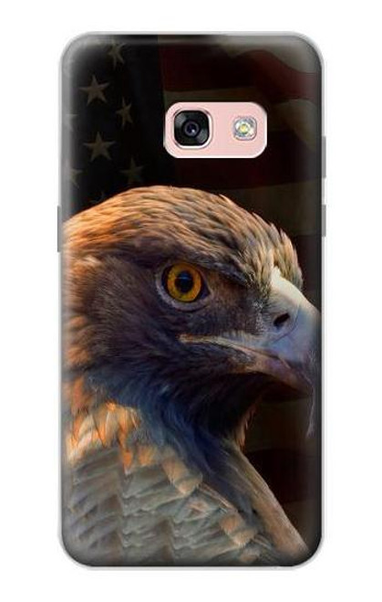 W3376 Eagle American Flag Hülle Schutzhülle Taschen und Leder Flip für Samsung Galaxy A3 (2017)