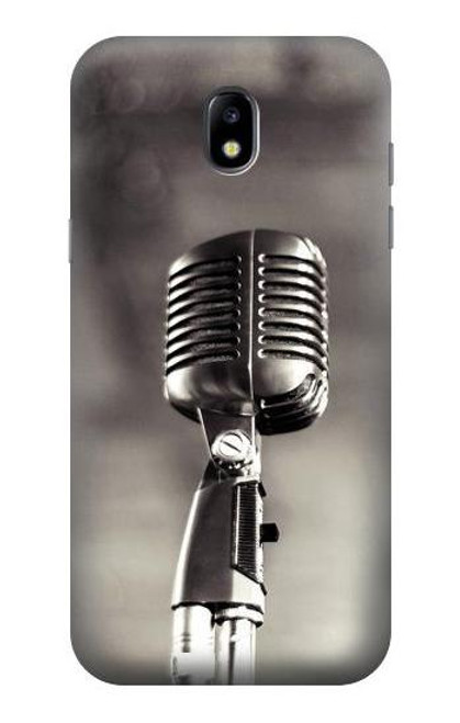 W3495 Vintage Microphone Hülle Schutzhülle Taschen und Leder Flip für Samsung Galaxy J5 (2017) EU Version