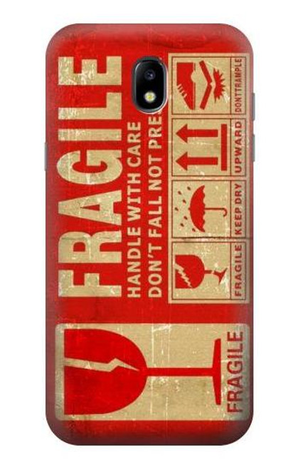 W3552 Vintage Fragile Label Art Hülle Schutzhülle Taschen und Leder Flip für Samsung Galaxy J5 (2017) EU Version