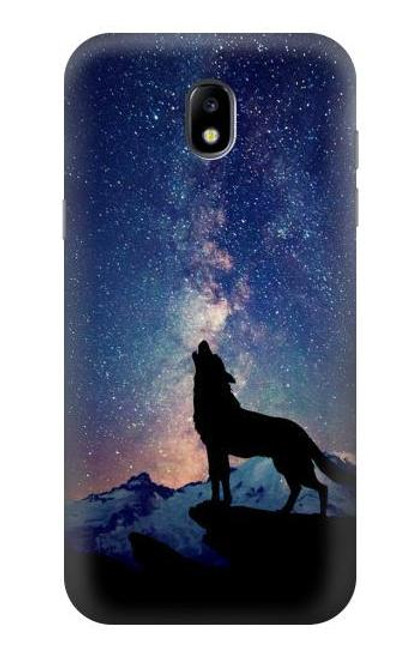 W3555 Wolf Howling Million Star Hülle Schutzhülle Taschen und Leder Flip für Samsung Galaxy J5 (2017) EU Version