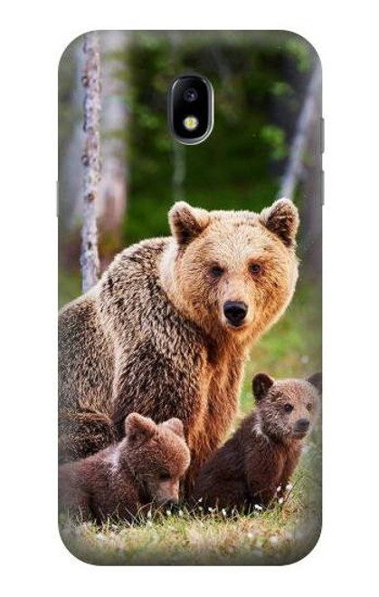 W3558 Bear Family Hülle Schutzhülle Taschen und Leder Flip für Samsung Galaxy J5 (2017) EU Version