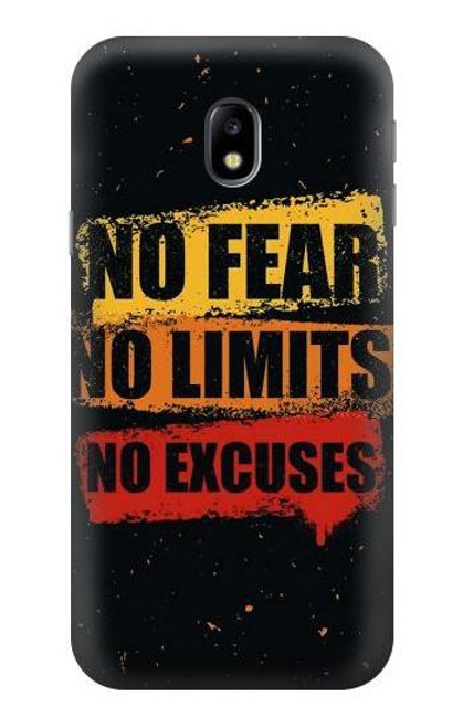 W3492 No Fear Limits Excuses Hülle Schutzhülle Taschen und Leder Flip für Samsung Galaxy J3 (2017) EU Version