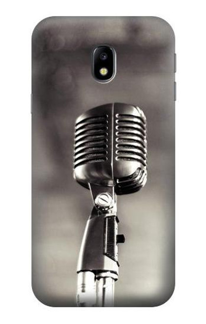 W3495 Vintage Microphone Hülle Schutzhülle Taschen und Leder Flip für Samsung Galaxy J3 (2017) EU Version