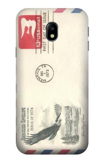 W3551 Vintage Airmail Envelope Art Hülle Schutzhülle Taschen und Leder Flip für Samsung Galaxy J3 (2017) EU Version