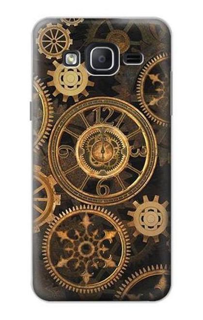 W3442 Clock Gear Hülle Schutzhülle Taschen und Leder Flip für Samsung Galaxy On5