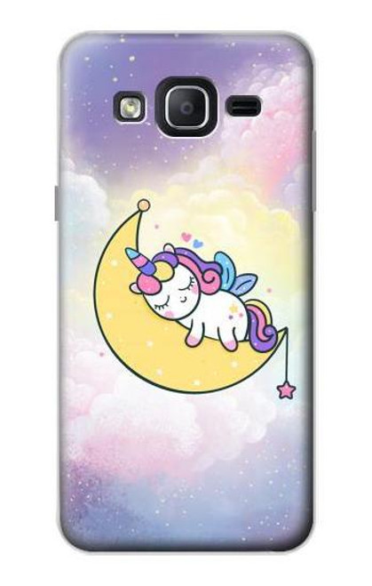W3485 Cute Unicorn Sleep Hülle Schutzhülle Taschen und Leder Flip für Samsung Galaxy On5