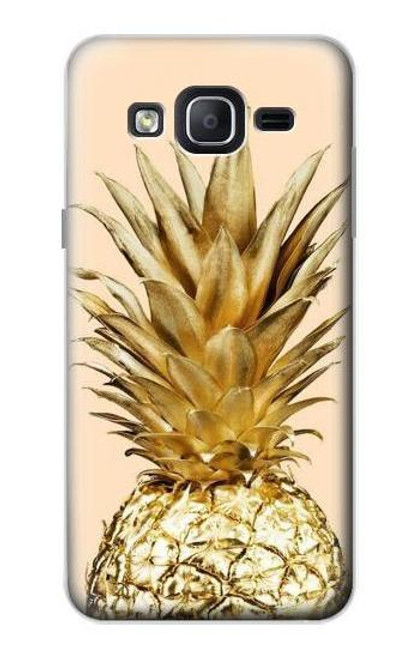 W3490 Gold Pineapple Hülle Schutzhülle Taschen und Leder Flip für Samsung Galaxy On5