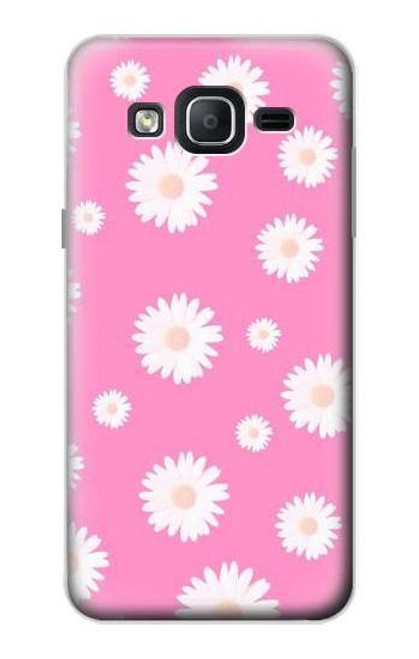 W3500 Pink Floral Pattern Hülle Schutzhülle Taschen und Leder Flip für Samsung Galaxy On5