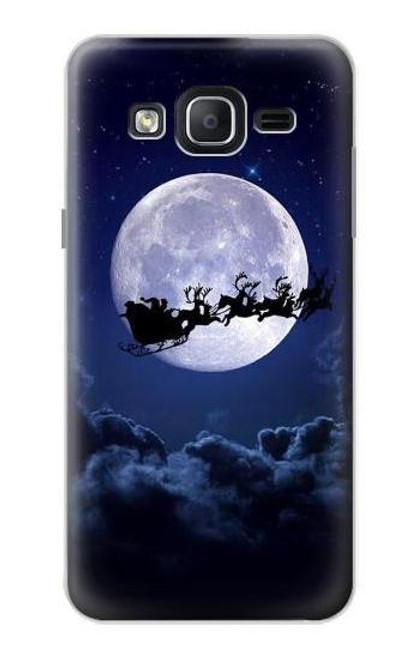 W3508 Xmas Santa Moon Hülle Schutzhülle Taschen und Leder Flip für Samsung Galaxy On5