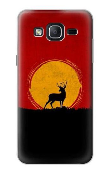 W3513 Deer Sunset Hülle Schutzhülle Taschen und Leder Flip für Samsung Galaxy On5