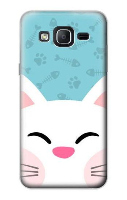 W3542 Cute Cat Cartoon Hülle Schutzhülle Taschen und Leder Flip für Samsung Galaxy On5