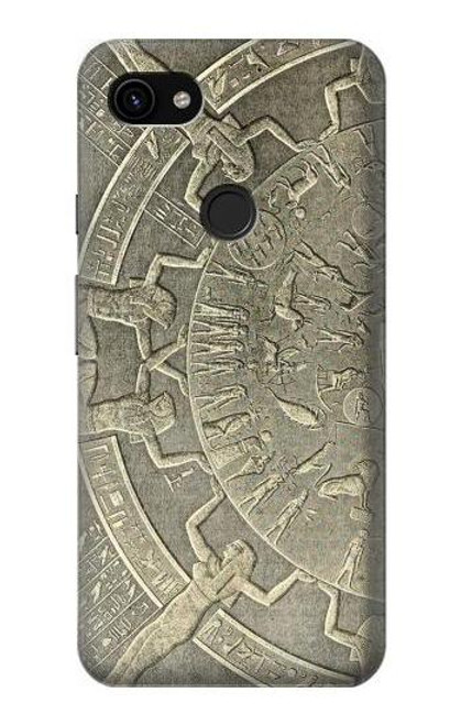 W3396 Dendera Zodiac Ancient Egypt Hülle Schutzhülle Taschen und Leder Flip für Google Pixel 3a XL