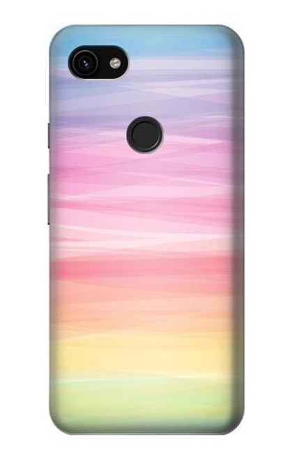 W3507 Colorful Rainbow Pastel Hülle Schutzhülle Taschen und Leder Flip für Google Pixel 3a XL