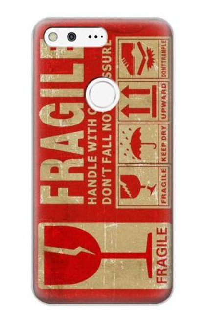 W3552 Vintage Fragile Label Art Hülle Schutzhülle Taschen und Leder Flip für Google Pixel XL