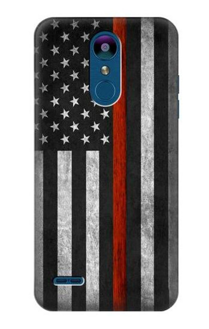 W3472 Firefighter Thin Red Line Flag Hülle Schutzhülle Taschen und Leder Flip für LG K8 (2018)