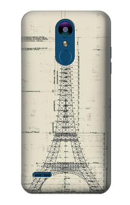 W3474 Eiffel Architectural Drawing Hülle Schutzhülle Taschen und Leder Flip für LG K8 (2018)