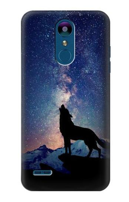 W3555 Wolf Howling Million Star Hülle Schutzhülle Taschen und Leder Flip für LG K8 (2018)