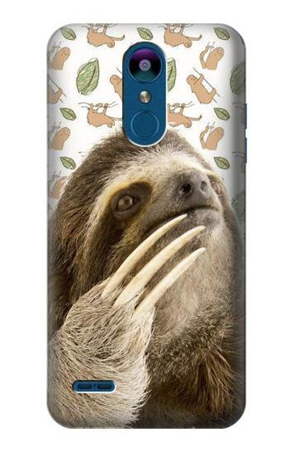 W3559 Sloth Pattern Hülle Schutzhülle Taschen und Leder Flip für LG K8 (2018)