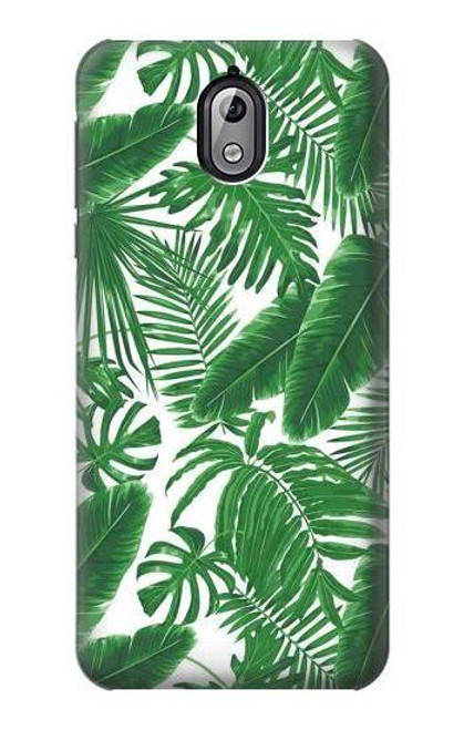 W3457 Paper Palm Monstera Hülle Schutzhülle Taschen und Leder Flip für Nokia 3.1