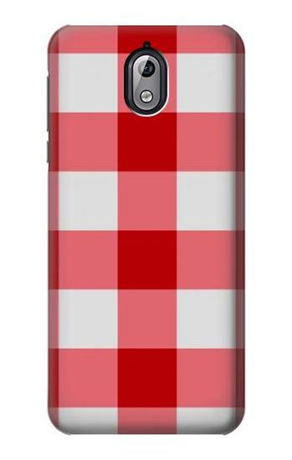 W3535 Red Gingham Hülle Schutzhülle Taschen und Leder Flip für Nokia 3.1