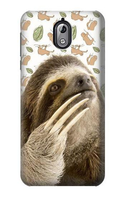 W3559 Sloth Pattern Hülle Schutzhülle Taschen und Leder Flip für Nokia 3.1