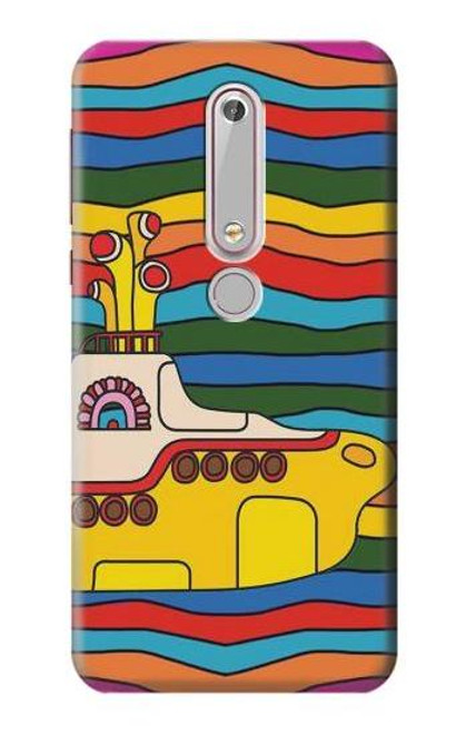 W3599 Hippie Submarine Hülle Schutzhülle Taschen und Leder Flip für Nokia 6.1, Nokia 6 2018