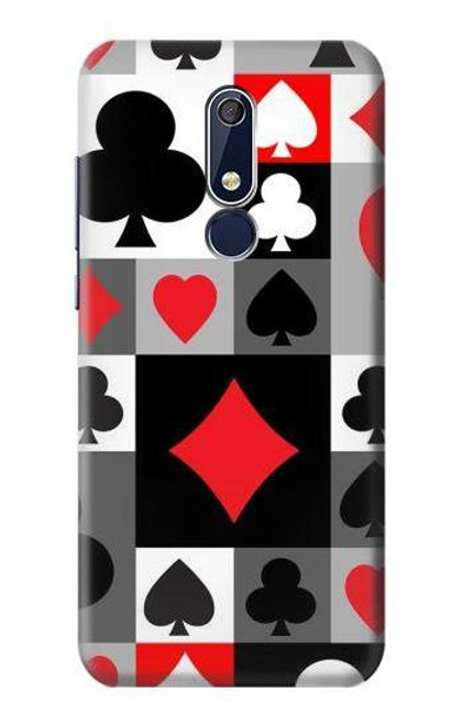 W3463 Poker Card Suit Hülle Schutzhülle Taschen und Leder Flip für Nokia 5.1, Nokia 5 2018