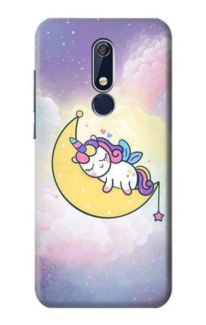 W3485 Cute Unicorn Sleep Hülle Schutzhülle Taschen und Leder Flip für Nokia 5.1, Nokia 5 2018